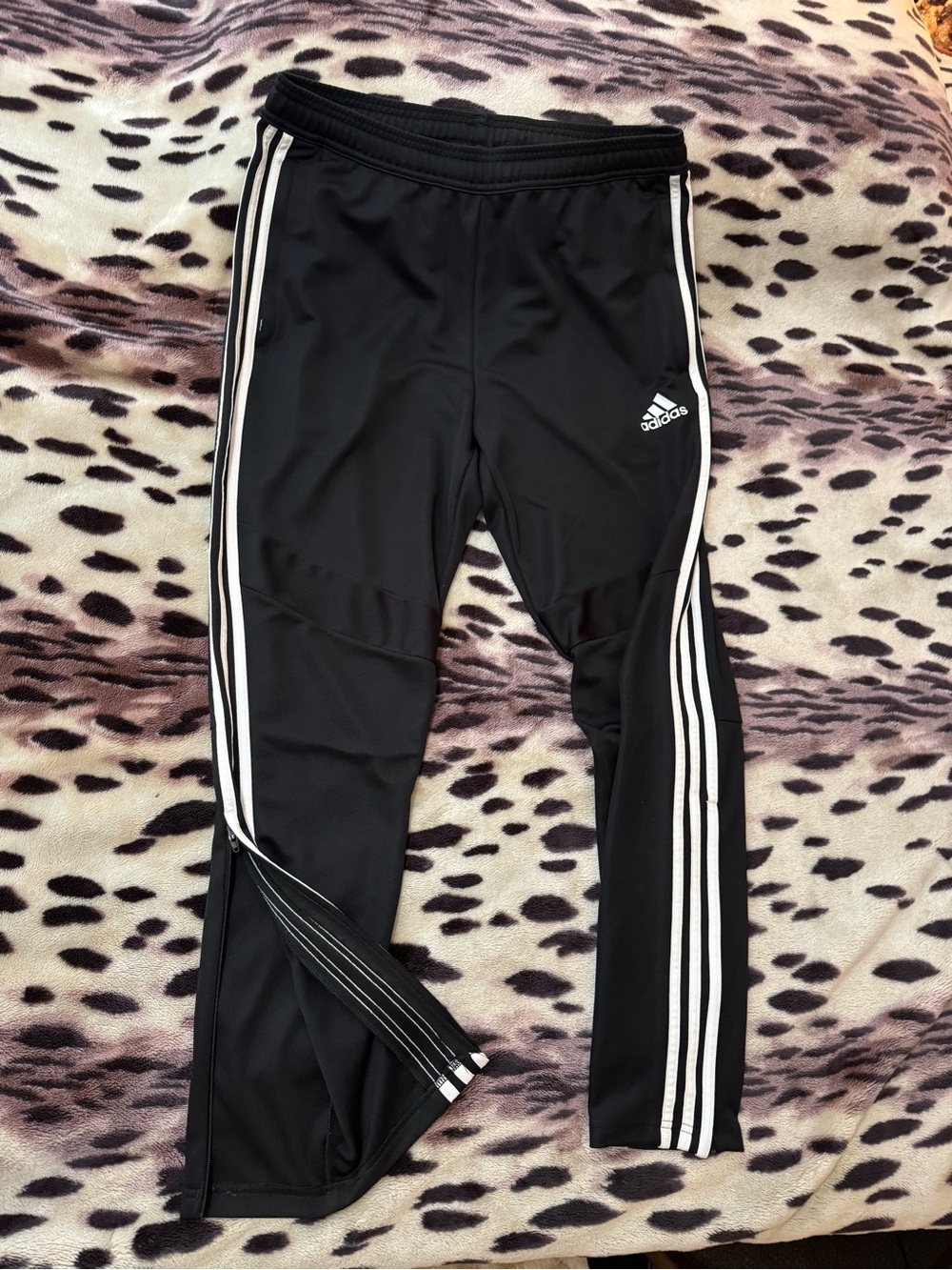 Adidas Tiro Black Joggers with White Side Stripes